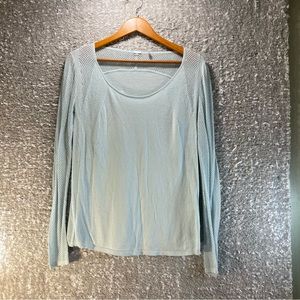 Elie Tahari Women Blue Long Sleeve T-Shirt Medium Round Neck Cotton Silk